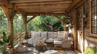 Tranquil Daytime EscapeSummer Daydreams On A Cozy Cabin Porch  Calming Nature Sounds Wind Chimes