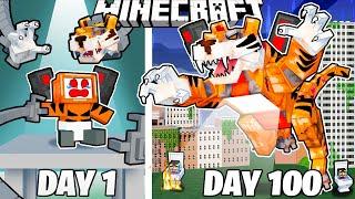 I Survived 100 Days as a TIGER TITAN in Minecraft