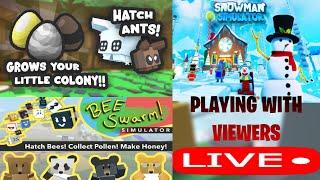 LIVEPlaying simulator games with viewers  Roblox Bee Swarm Simulator & Ants Simulator 2