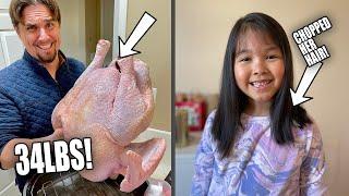 My Daughter Chopped her Hair OFF and My Brother Prepares 34lb Turkey