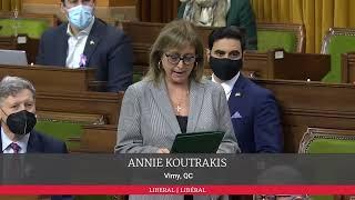 MP Annie Koutrakis in the Canadian Parliament on the occasion of the Greek Independence Day