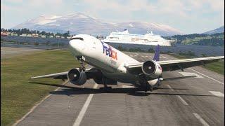 IMPOSSIBLE LANDING  Fedex Boeing 777  AKUREYRI AIRPORT