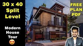 30X40 Split Level House Design  Modern VILLA  of 135 Gaj with Beautiful Interior design DV Studio