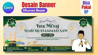 Cara desain banner  spanduk  isra miraj di canva