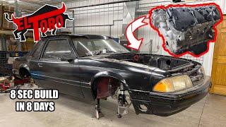 Day 1 Introducing El Toro 8 Second Turbo Coyote Swapped Fox Body Build in just 8 Days