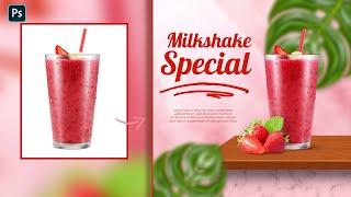 Milkshake Social Media Banner Design  Adobe Photoshop Tutoria