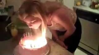 birthday cake candle fire on the hair pppppp