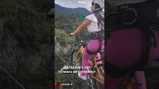 #bikingadventures #canyoncrossing #pinkpants #200feethigh #helmetssavelives #daring #extremesports