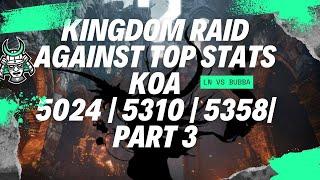 Kingdom Raid Against top stats KOA  5024   5310  5358 Part 3  King Of Avalon