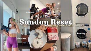SUNDAY RESET ROUTINE ️ workout cleaning laundry groceries