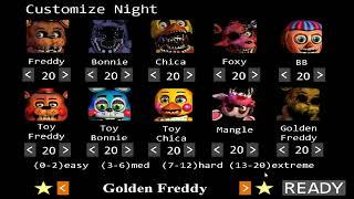 The most luckiest 1020 mode run yet Golden Freddy Mode Completed For The 4th Time