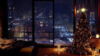 Warm And Cozy Winter NYC Ambience At Night  NYC Rooftops  Wind Sounds For Sleeping  8Hours