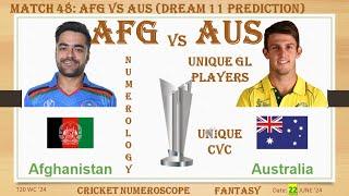 AFG vs AUS Dream11  Numerology Prediction AFG vs AUS  AFG vs AUS Match 48  T20WC24