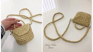 Easy Crochet Mini Bag - DIY- Rafya İp İle Örgü Mini Çanta Yapımı