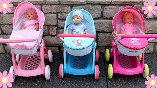 Baby Dolls Pram Stroller Unboxing Review Play Masha & The Bear Hello Kitty  Disney Frozen Prams