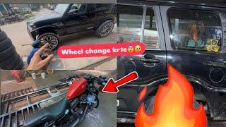 HARLEY FER KRTA KHRAB  SCORPIO DE WHEEL KRATE CHANGE TRIP ️ LEYI️  KOI WHEEL NHI SET BETHA