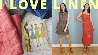 Sewing Linen Dresses {spoiler I LOVE THEM}  Vintage Shirtdress and Button Front Sundress