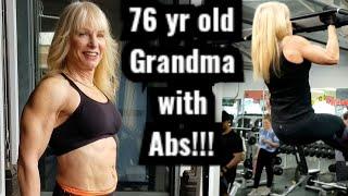 76 yr old Grandma with Abs And Chin Ups Every Day