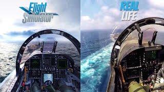 Flight Simulator vs Real Life  FA-18 Carrier Landing MAX GRAPHICS