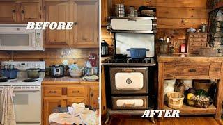 Simple living Rustic Log Cabin Kitchen renovation. Taking our kitchen back in time.