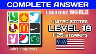 logo Quiz World united states. level 18 answers #logoquiz @brainitquizzes