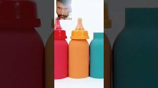 Satisfying Video l Making Rainbow Milk Bottle With Kinetic Sand Cutting ASMR #14