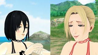 Annie vs Mikasa On The Beach  Waifu Battle In Bikini