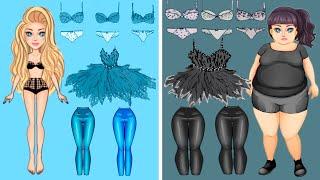 Paper Dolls Dress Up - Fat Ballerina Costumes Dresses Handmade Papercraft - Barbie Story & Crafts