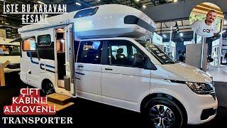 YOLDA HAYAL ETTİĞİNİZ GİBİ BİR KARAVAN  ÇİFT KABİNLİ ALKOVENLİ TRANSPORTER KARAVAN  EFSANE...