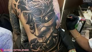 JAPANESE STYLE DRAGON AND HANNYA MASK TATTOO - FULL BACK TATTOO