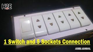 1 switch and 5 sockets connection How To Make An Electric Extension Board at home  h2e