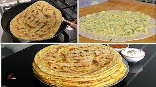 Aloo Lachha Paratha - Layered Bread Filled with Potatoes - نان لاچا پاراتا هندی