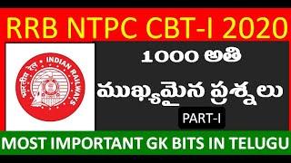 RRB NTPC General Awareness Questions  1000 MCQs #Part1