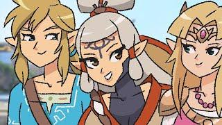 Impa meets Link and Zelda in Smash Bros.