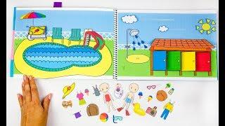 PAPER QUIET BOOK IN ALBUM PAPERCRAFT SWIMMING POOL FOR DOLLS FAMILY DIY FOR KIDS
