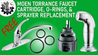 Replace Moen faucet cartridge o-rings and sprayer for free