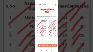 JEXPO 2022 syllabus by #sa_Coaching. whatsApp No 9563437692
