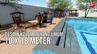 Contoh Desain Kolam Renang Umum 10 x 18 Dengan 3 Level Kedalaman