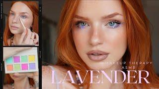 LAVENDER LOOK • MAKEUP THERAPY ASMR • no blur unfiltered freckled skin natural lighting