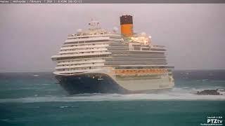 Stormy Seas for Carnival Cruise Ships Arriving Nassau Bahamas 2-7-2024