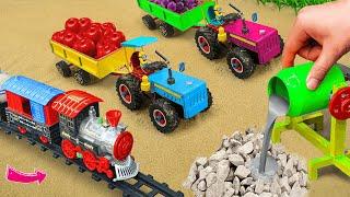 Diy tractor mini Bulldozer to making concrete road  Construction Vehicles Road Roller #294