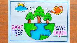 Van Mahotsav Drawing  Van Mahotsav Poster Drawing Easy Steps  Save Tree Save Earth Poster Drawing