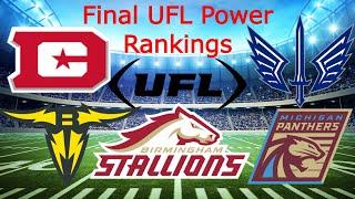 My Final UFL Power Rankings