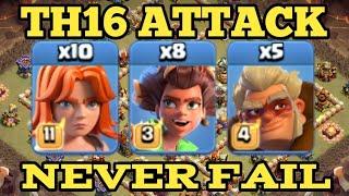 TH16 NEW ATTACK STRATEGY 10 VALKYRIE + 8 ROOT RIDER + 5 DRUID - BEST TH16 ATTACK STRATEGY IN COC