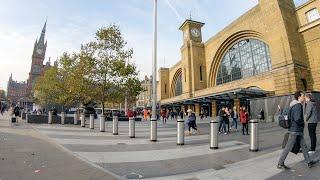 Walking in London Kings Cross and St. Pancras station 4K Binaural