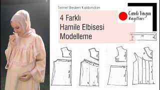 Robalı Hamile Elbisesi Modelleme Modeling Maternity Dress w Basic Pattern