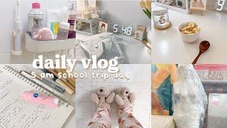 daily vlog  overnight oats night studying grwm waking up at 5 am for a school trip 