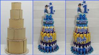 DIY 5 LAYER SNACKS TOWER  DIY CANDY TOWER  CANDY CAKE TOWER