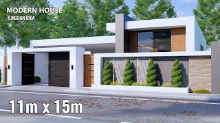 Modern House  House Design idea  11m x 15m 3Bedroom with 2carparking