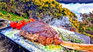 The Most Delicious Tomahawk STEAK Cooked in Nature NO music Only Nature and Food